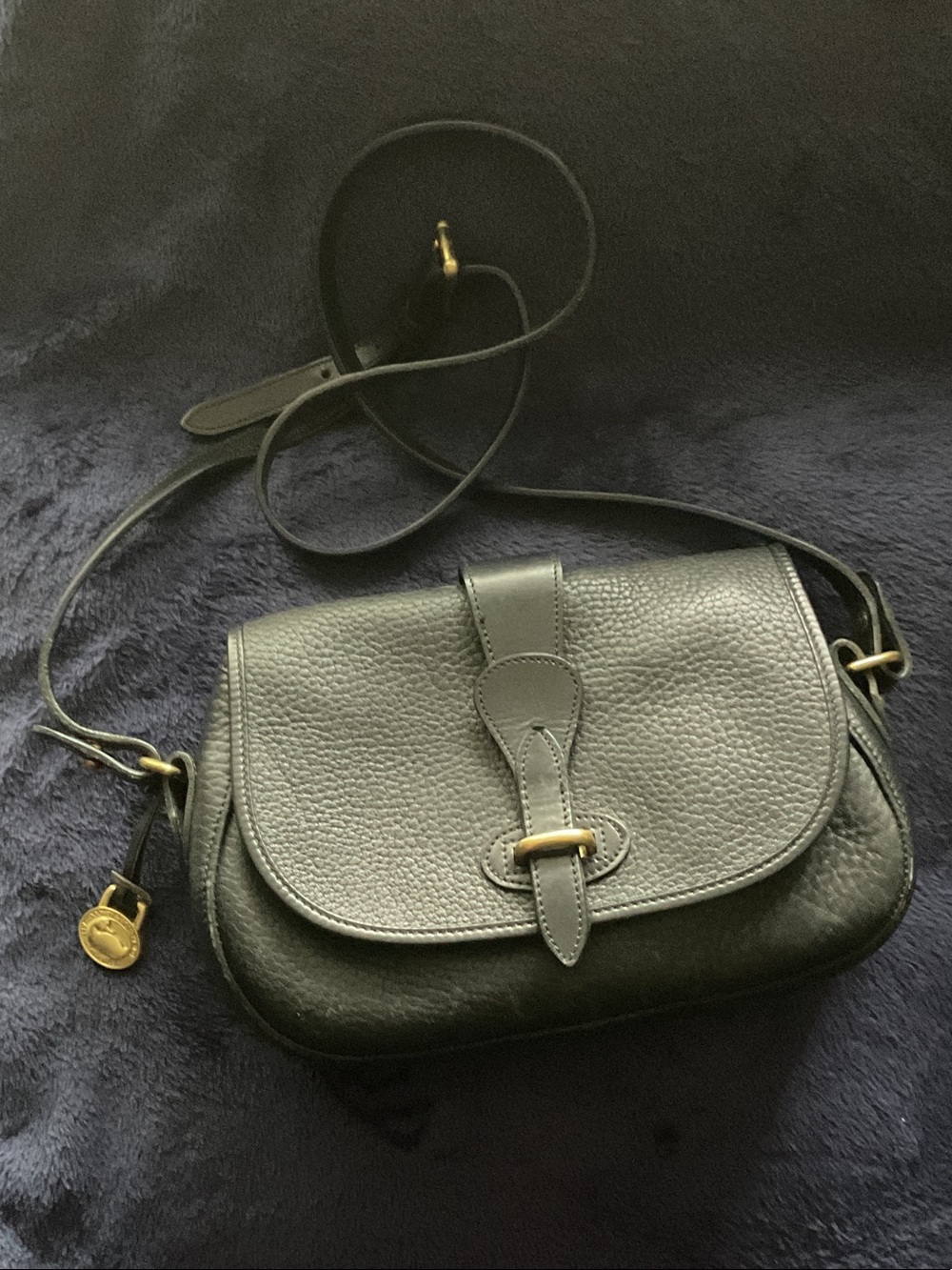 Dooney & Bourke Black Pebbled Leather Crossbody with Gold Hardware